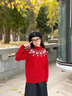 G.DUCKKIDS小黃鴨童裝女童毛衣冬季新款兒童針織衫中大童加厚雪花雙面絨毛衣 紅色 150尺碼11~12歲【140-150cm】cm 曬單實(shí)拍圖