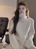 SNYDER WEAR軟糯加厚開衫高領(lǐng)毛衣外套女2025年秋季新款寬松慵懶風(fēng)針織上衣女 杏色 M 建議100-110斤 曬單實拍圖