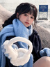 CARNEGIE&KEITH圍巾女2025新款秋冬季加厚保暖女生圍巾高級感圍脖生日禮物送女友 克萊因藍（生日禮物送女朋友） 曬單實(shí)拍圖