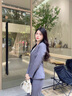 紫魅俏西裝套裝女裝春秋冬季酒店前臺西服正裝美容院養生館氣質(zhì)工作服 灰藍色單件西裝 3XL (建議135-145斤) 曬單實(shí)拍圖