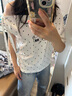 LDBE韓系波點(diǎn)刺繡小狗白色短袖T恤女夏季斜肩露肩設(shè)計(jì)感小眾漂亮上衣 白色 S 曬單實(shí)拍圖
