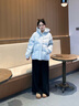 波司登（BOSIDENG）25新款羽絨服商場(chǎng)熱賣(mài)同款女短款連帽冬季保暖合身外套B250245202 天藍愛(ài)心印花9W38-趨勢推薦 S 160/84A 體重約100-110斤 曬單實(shí)拍圖