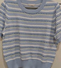 茵曼百搭輕薄通勤風(fēng)女裝條紋針織短袖t恤夏季顯瘦套頭上衣 藍色 L 曬單實(shí)拍圖