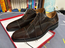 德賽（DESAI）【達人推薦】商務(wù)正裝皮鞋手工復古擦色三接頭牛津鞋方頭英倫男鞋 珠光棕 42 曬單實(shí)拍圖