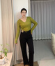 啄木鳥(niǎo)米白色高棉軟牛仔直筒褲女2025新款春秋女褲窄版寬松百搭闊腿褲女 黑色_長(cháng)褲 L 建議105-115斤 曬單實(shí)拍圖