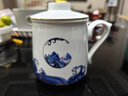 景德鎮家用茶水分離杯男士陶瓷大容量青花玲瓏水杯商務(wù)禮品團購辦公杯 魚(yú)躍龍門(mén)茶漏杯 曬單實(shí)拍圖