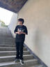 昔奕美式高街vibe褲子男款直筒修身側面拉鏈牛仔褲加長(cháng)黑色彎刀微喇褲 屬性圖_黑色 XL 曬單實(shí)拍圖