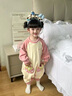G.DUCKKIDS小黃鴨童裝女童連體睡衣春秋款兒童家居服長(cháng)袖女孩寶寶純棉空調服 粉草莓 110 尺碼4~5歲【100-110cm】cm 曬單實(shí)拍圖
