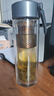 米家玻璃杯 雙層帶茶隔水杯 耐高溫泡茶杯  加厚透明杯子400mL 金屬灰 曬單實拍圖