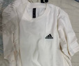adidas情侶休閑純棉上衣圓領短袖T恤男女夏季阿迪達斯官方輕運動 米白 2XS 曬單實拍圖
