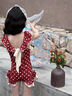 津炳勝兒童泳衣女新款連體女童裙式無(wú)袖吊帶游泳衣波點(diǎn)可愛(ài)寶寶泳裝套裝 紅色波點(diǎn)泳衣+PU泳帽 100 【建議身高80-90cm】 曬單實(shí)拍圖
