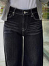 Lee寬松直筒經(jīng)典五袋款黑色女闊腿牛仔褲休閑潮 曬單實(shí)拍圖
