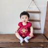 G.DUCKKIDS小黃鴨周歲禮服男寶寶抓周衣服女漢服百日宴百天滿月嬰兒套裝夏季 紅色+香囊 90 建議1~2歲【 80-90cm】cm 曬單實拍圖