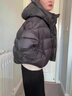 TRULY&LUCKY泡芙龜背黑色短款羽絨服女2025冬季新款加厚白鴨絨連帽面包服外套 黑色 S 曬單實(shí)拍圖