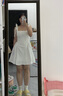 UR2025夏季新款女裝簡(jiǎn)約蝴蝶結系帶修身休閑連衣裙UYY850162 本白 M 曬單實(shí)拍圖
