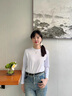 VHLK輕奢潮牌女裝長(cháng)袖t恤女2025春秋新款圓領(lǐng)打底內搭純棉修身t恤 白-純色 M 曬單實(shí)拍圖