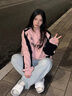 朦朧杏胖妹妹衛(wèi)衣加厚女寬松大碼中長款早秋裝春秋季韓版裝胖mm薄外套連 粉色 M (適合80-110斤) 曬單實拍圖