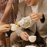 永豐源（auratic）廣彩傳承 中秋禮陶瓷復古茶咖杯 金色帆船浮雕花卉杯碟 禮盒裝 3頭茶咖具（200ml） 曬單實(shí)拍圖