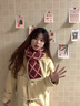 CHANEELR & KARITH圍巾冬季女2025新款圍脖加厚保暖披肩送女生老婆輕奢生日新年禮物 輕奢時尚百搭ck風(fēng)【紅配米】 曬單實拍圖