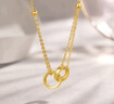 周六福黃金項鏈女時尚雙環(huán)足金999黃金鏈墜 A0611857 約7.72g 40+5cm  曬單實拍圖