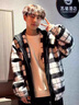 POUM小香風(fēng)黑白格子男士春季外套男女同款假兩件上衣服連帽夾克男裝 XKFS-J327黑格 XL 【身高175-180體重130-145】 曬單實(shí)拍圖