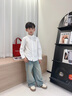 POLOWALK新品2024秋季男童牛津紡長(cháng)袖襯衫大童休閑潮流學(xué)院風(fēng)兒童上衣 白色 160 曬單實(shí)拍圖