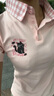 別致polo領(lǐng)愛(ài)心紐扣高級(jí)灰正肩短袖t恤女夏季新款修身翻領(lǐng)體恤衫 深灰色 M 曬單實(shí)拍圖