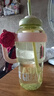 高顏值巨無(wú)霸水杯女生便攜式手提防燙設計帶吸管茶漏花茶塑料水杯 綠色 1.3L 曬單實(shí)拍圖
