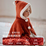 OAK FAMILY新品寶寶圣誕披風(fēng)防風(fēng)保暖云朵絨斗篷新年外出擋風(fēng)紅色連帽披肩 紅色 100 cm 曬單實(shí)拍圖