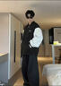 PUGESI胖子大碼外套夾克男拼色棒球服圓領(lǐng)春夏秋季寬松加肥薄款上衣服 J2667黑拼白 4XL 建議190-210斤 曬單實(shí)拍圖