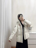 鴨鴨【都市靜奢系列】新中式流蘇羽絨服女短款冬2025最新款小個(gè)子外套 米色 S (155) 曬單實(shí)拍圖