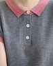皮爾卡丹（pierre cardin）桑蠶絲短袖t恤女夏季POLO領(lǐng)氣質(zhì)寬松大碼撞色冰 絲針織小衫上衣薄 灰 2XL (130-145斤） 曬單實拍圖