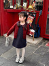 班喜迪女童連衣裙秋裝新款兒童公主裙開(kāi)衫套裝寶寶周歲禮服春秋小童裙子 紅色 100 曬單實(shí)拍圖