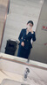 紫魅俏職業(yè)裝女裝套裝春秋冬季商務(wù)小西裝酒店KTV珠寶店美容院年輕西服 藍色(單件西裝) 2XL (建議125-135斤) 曬單實(shí)拍圖