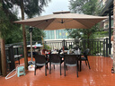 藤朝家具（Teng chao jia ju）戶外桌椅組合室外庭院花園休閑靠背椅茶幾三件套陽臺塑木椅 6椅+160cm叉腿巖板桌+3米傘 曬單實(shí)拍圖