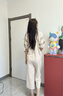 莫代爾睡衣女士夏季2025秋季新款半袖家居服套裝帶胸墊純棉短袖長褲薄款 6839米杏色帶胸墊 M m160適合80-100斤穿著 曬單實拍圖
