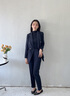 晨芙條紋職業(yè)西裝套裝女氣質(zhì)商務(wù)正裝美容珠寶酒店前臺接待工裝工作服 895藍條外套+西褲 L 建議100-112斤 曬單實(shí)拍圖
