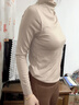 婷美（GRACEWELL）醋酸羊毛肌底衣小高領(lǐng)保暖內衣女帶胸墊上衣打底衫外穿秋奶咖L 曬單實(shí)拍圖