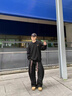 SPAO韓國同款美式休閑衛衣男女同款秋季寬松百搭圓領(lǐng)外套SPWY25SY04LD 黑#SP書(shū)包狗 M 曬單實(shí)拍圖