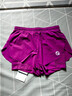 輕功二合一短褲男款五分女款三分假兩件帶內襯儲物短褲春夏新款 女款三分霓虹粉 XL 曬單實(shí)拍圖