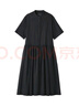 無印良品（MUJI）女式 漢麻 棉 短袖連衣裙 女裝裙子25年夏季寬松透氣長裙BC2MJC5S 黑色 M （160/84A） 曬單實拍圖