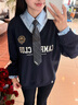 Teenie Weenie小熊女裝衛(wèi)衣2025秋季新款學(xué)院風(fēng)可拆卸領(lǐng)帶拼接襯衫 藏青色 S 曬單實拍圖