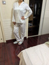 莫代爾高級(jí)感冰絲襯衫睡衣女春秋款長(zhǎng)袖2025年新款仿真夏季絲家居服套裝 吸濕透氣：白色  M 建議體重80-100斤 曬單實(shí)拍圖