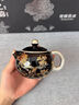 里品高檔陶瓷黑金釉鎏銀茶具套裝家用輕奢功夫茶具茶壺茶杯一整套茶具 黑金釉鎏銀玉蘭花蓋碗五杯 曬單實(shí)拍圖