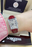 瑞士正品Longines浪琴時(shí)尚小方金表鋼帶石英手表黛綽維納鑲鉆女表 黛綽維納白盤(pán)紅色皮帶 石英 曬單實(shí)拍圖