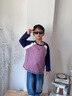 真維斯兒童長(cháng)袖t恤秋季男童加厚打底衫中大童運動(dòng)秋裝男孩拼接上衣童裝 粉紫拼深紫 涂鴉感英文 120 曬單實(shí)拍圖