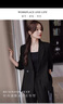 晨芙休閑西裝套裝女春秋氣質(zhì)職業(yè)裝女神范工作服正裝時(shí)尚寬松西服外套 (常規)黑色外套+闊腿褲 S 建議85-100斤 曬單實(shí)拍圖