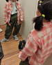 優(yōu)衣庫童裝男童女童法蘭絨格子襯衫長(cháng)袖襯衣薄外套上衣新款478132 12 桃紅色 130 曬單實(shí)拍圖