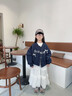 Smartiden國際品牌2025秋季新款女童韓版中大童字母繡花系帶棒球服女孩洋氣 藍色 140 cm 曬單實(shí)拍圖