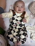 A 21 FUNB網(wǎng)紅嬰兒連體衣春秋季純棉男女寶寶爬服長袖新生兒衣服假兩件 條紋背帶藏藍色 面料升級 36cm 66碼建議0-5個月 8-13斤 曬單實拍圖